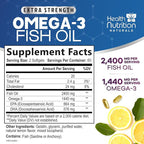 Omega 3 Fish Oil Supplements - 2400mg Fish Oil Per Serving - Triple Strength Omega-3 with EPA & DHA Fatty Acids - Natural Heart, Brain & Immune Support - Wild Caught, Bottled in USA - 120 Softgels
