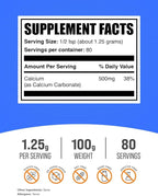 BulkSupplements.com Calcium Carbonate Powder - Calcium Carbonate Food Grade, High Absorption - Gluten Free, 1.25g per Serving, 100g (3.5 oz) (Pack of 1)