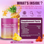 Her Juicy Feminine Probiotics Gummies for Women | Pineapple Flavor | Supports pH Balance, Gut Health & Immune System | with Slippery Elm, Prebiotics & Lactobacillus Blend | 60 Gummies (1pc)