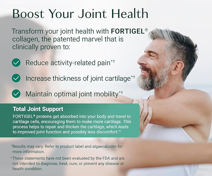 ALGAECAL Collagen: 4 Clinically-Supported Peptides VERISOL®, FORTIGEL®, UC-II®, FORTIBONE®, Anti-Aging Hydrolyzed Collagen Powder, 30 Servings, Made in USA