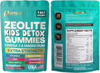 Zeolite Kids Detox Gummies, 9-in-1 Extra Strength with Zeolite, Omega-3, Magnesium, Elderberry, Vitamin C, Milk Thistle, Vitamin D3, Zinc, B12 – Sugar-Free (Mixed Berry Flavor - 2 Pack)