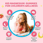 Magnesium Glycinate Gummies for Kids - Kids Magnesium Gummies, with L-Theanine, Chamomile & Multivitamins for Sleep, Calm & Focus - Strawberry Banana Center-Filled Gummies 60 ct (2 Pack)