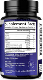 Omega 3 Fish Oil Supplements - 2400mg Fish Oil Per Serving - Triple Strength Omega-3 with EPA & DHA Fatty Acids - Natural Heart, Brain & Immune Support - Wild Caught, Bottled in USA - 60 Softgels
