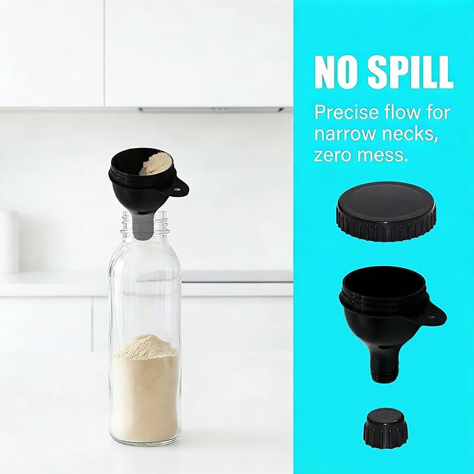 2Pack Protein Powder Container to go Portable Supplement Funnels for Filling Bottles with Protein Powder Compartment Pill Storage, Great for Workout, Travel, to-Go, Fitness