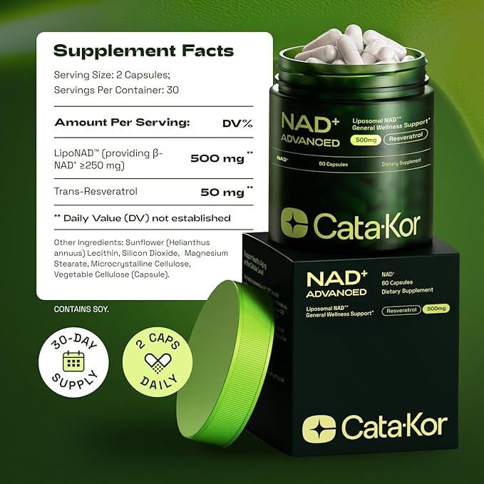 Liposomal NAD Supplement with Resveratrol – NMN Supplement Alternative – 60-Day Supply – Third-Party Tested – 120 Capsules – Advanced NAD+ Resveratrol - Pack of 2