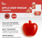 Dr. Tobias Apple Cider Vinegar Gummies with The Mother - 500mg ACV Per Serving, Plus Folate, B6, B12 & Iodine | Supports Digestive Health Gut Cleanse & Detox - Vegan (120 Gummies)