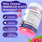 5-HTP Gummies 300mg, 5-HTP Supplement with 200mg L-Theanine & 50mg GABA, GABA Supplements for Adults, Sugar Free, Raspberry Flavor, 60 Count