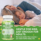 Magnesium Glycinate Gummies for Kids: Calm Magnesium Supplement for Kids & Adults with Zinc Citrate, GABA, Chamomile, Vitamin B6 & C - Sleep, Relaxation & Focus, Green Apple & Kiwi Flavor 60 Count
