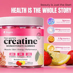 Creatine Gummies for Women, 8000 MG Complex with Collagen + BCAAs + Vitamin C & B12, Creatine Monohydrate Gummies for Women, for Booty, Energy & Strength, Sugar Free 120 Count Strawberry-Lemon Flavor