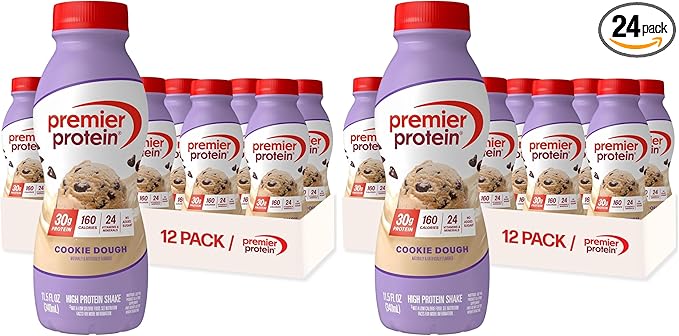 Premier Protein Shake,Cookie Dough,30g Protein,No Added Sugar,24 Vitamins & Minerals to Support Immune Health,11.5 fl oz (Packaging May Vary),(Pack of 24)