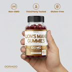 Lions Mane Mushroom Gummies (60 Count) Focus Gummies & Brain Mushroom Supplement for Adults - Delicious Blueberry Flavor - Premium Lions Mane Supplement - Third Party Tested, Vegan Safe & USA Made