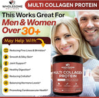 Wholesome Wellness Premium Multi Collagen Peptides Protein Powder for Women and Men, 5 Types of Hydrolyzed Collagen, Grass-Fed, Non-GMO & Unflavored, Pure Protein for Youthful Skin & Joint Recovery