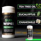 Gold BJJ Jiu Jitsu Wipes [XL 45 Count] Tea Tree Oil Face and Body Wipe - Cleansing Skin Defense for Martial Arts & Wrestling