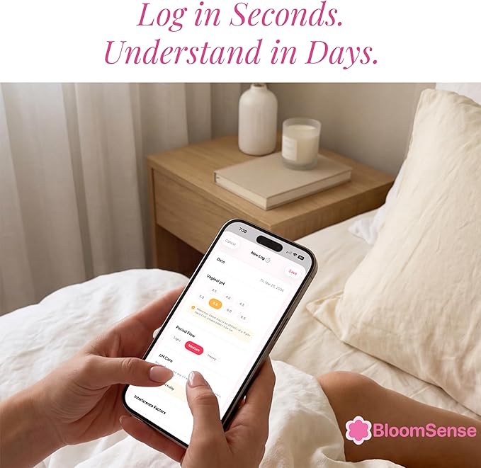 NATURELAND Vaginal pH Test Strips for Women – At-Home BV and Yeast Infection Test Kit, with BloomSense App, Accurate 3.5-6.5 Range, Foil-Sealed (40 Strips)