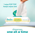 Pampers Sensitive Baby Wipes, Water Based, Hypoallergenic and Unscented, 1 Flip-Top (56 Wipes Total)