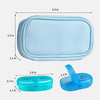 Serfeymi Weekly Travel Pill Organizer 2 Times A Day AM PM Upgraded Rainbow Pill Box 7 Day with Portable Zipper PU Leather Pill Case, Medicine Organizer for Pills, Vitamins, Fish Oils - Blue 01