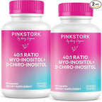 Pink Stork Myo-Inositol & D-Chiro Inositol Supplement - Hormonal Balance for Women - Ovarian Support - 40:1 Ratio - Fertility Supplements for Women - 180 Capsules, 2 Month Supply