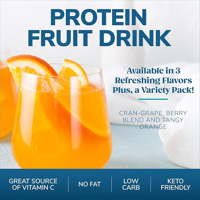 WonderSlim Protein Fruit Drink, Cran-Grape, No Fat, Gluten Free, Keto Friendly & Low Carb (7ct)
