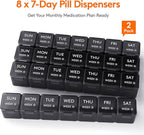 Lifewit Monthly Pill Organizer, 28 Day Pill Box, 4 Weeks One Month Vitamin Cases, Large Compartments Medicine Organizer for Fish Oils, Supplements, 56 Grids, Black