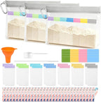 55 PCS Protein Powder Travel Container Set, Reusable Supplement Pouches with 14 Single-Dose Bags, 3 Large Zip Bags&30 Disposable Bags, Portable Storage with Funnel&Scoop for Gym, Travel, and Work
