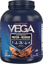 Vega Sport Vegan Protein Powder + Recovery - 30g Plant Based Protein per Serving, Mocha, 45 Servings, 5g BCAAs, Probiotics, NSF Certified, for Shakes & Smoothies, 4.2lbs (Packaging May Vary)