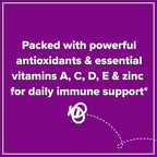 Zarbee’s Elderberry Gummies Daily Immune Support Supplement with Vitamins A C D E & Zinc, Black Elderberry Extract, Natural Berry Flavor, Vegetarian, Gelatin-Free, 60 ct