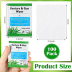 Timgle 100 Pcs Denture Cleaning Wipes Refreshes Mouth Deep Cleaning Wipes for Remove Denture Adhesive, Food Debris, Stains and Odor (Classic)