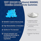 2 Pack 8000MG Creatine HMB Monohydrate Gummies for Men & Women,L-Carnitine, L-Taurine & Vitamin B6 12, 180 Blueberry Flavor Counts Supplement Gummies (60-Day Supply)
