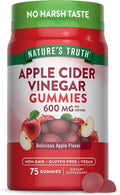 Nature's Truth Apple Cider Vinegar Gummies | 600 mg | 75 Gummies | Apple Flavor | Vegan, Non-GMO, Gluten Free Supplement