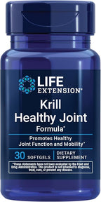 Life Extension Krill Healthy Joint Formula, Krill Oil, hyaluronic Acid, The carotenoid astaxanthin for Healthy Joints, Healthy Body, Gluten-Free, Non-GMO, 30 softgels
