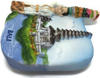 WitnyStore Tiny 2⅝" Pura Ulun Danu Bratan Temple Bali Indonesia - Miniature Hand Made Resin 3D Asia Landmark Tourist Attraction Decorative Refrigerator Fridge Magnet Collectible Traveler Souvenir Gift