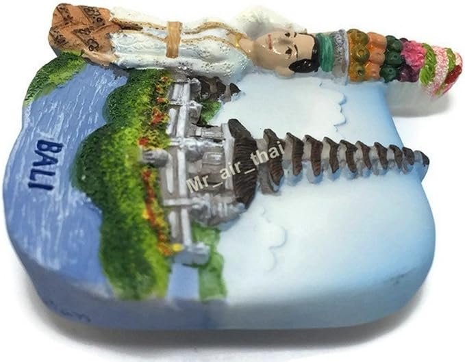 WitnyStore Tiny 2⅝" Pura Ulun Danu Bratan Temple Bali Indonesia - Miniature Hand Made Resin 3D Asia Landmark Tourist Attraction Decorative Refrigerator Fridge Magnet Collectible Traveler Souvenir Gift
