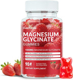 Magnesium Glycinate Gummies 1000mg, Sugar Free Magnesium Potassium Supplements Chewable for Adults with L-Threonate for Sleep, Body Support and Relaxation,90 Strawberry Gummies