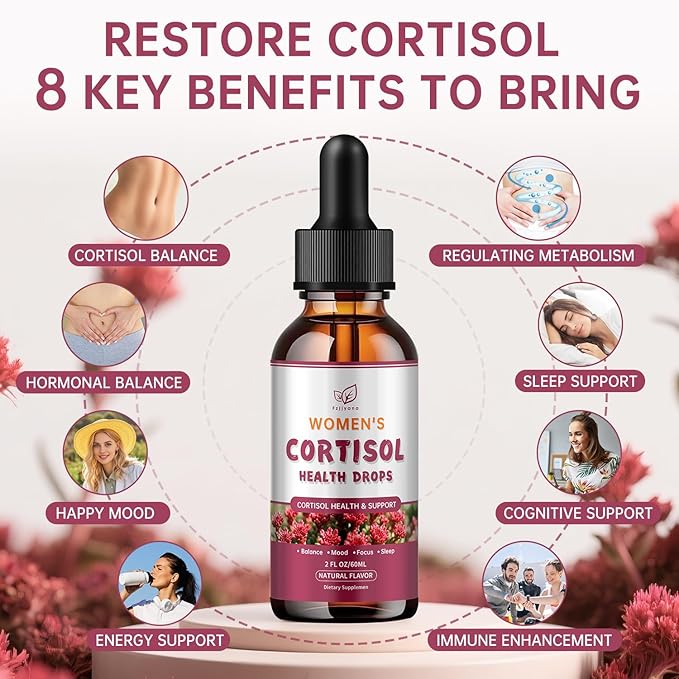 Cortisol Manager Liquid Drops, Cortisol Supplements for Women, with magnesium ashwagandha, rhodiola rosea,l-theanine,Phosphatidylserine-Promote Relaxation and Support Mood- 30 Day Vegan Supply