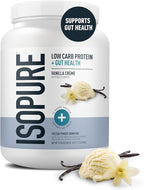 Isopure Protein + Gut Health & Immune Support Powder, Vanilla Crème, 25g Whey Protein with Prebiotics & Vitamins, 12 Servings (Pack of 1)