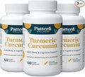 Pattern Wellness Turmeric Curcumin – 95% Curcuminoids with BioPerine® Black Pepper – Supports Joint, Cognitive & Immune Health – Non-GMO, Gluten Free – 180 Capsules