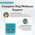 Natural Dog Company 25-in-1 Multivitamin for Dogs – Vet-Formulated Soft Chews for Puppies, Adults & Seniors, Supports Joints, Skin, Coat, Immune & Heart Health, NASC Certified, 90 Count