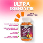 CoQ10 Gummies - Coenzyme Q10 100mg Per Serving - 3X Strength, High Absorption, Antioxidant Supplements for Heart Health Support & Energy Production, Ultra Coq 10 Vitamins Supplement - 120 Gummies