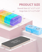 FEATY Weekly Pill Organizer 2 Times a Day with Same-Side Large Opening for Easy Filling & Retrieving, Color Tracking 7 Day AM PM Pill Box with Large BPA Free Pill Case for Vitamins, Fish Oils (Clear)