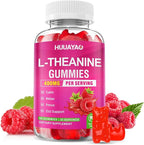 L-Theanine Gummies 400mg, L-Theanine Supplement for Kids & Adults with Ashwagandha, GABA, 5HTP for Calm, Zzz & Relaxation Support, Raspberry Flavor, 60 Counts