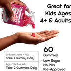 Magnesium Glycinate Gummies for Kids & Adults Melatonin Free Calm Magnesium Gummies with Citrate, Malate, B6, D3, Calcium & L-Theanine for Sleep Relaxation, Bone & Muscle Magnesium for Kids | 60 Count