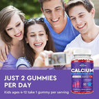 Calcium Potassium Magnesium Gummies for Kids & Adults, with Hydrolyzed Collagen, Zinc, Phosphorus, Multivitamin for Sleep, Bone Strength, Density Support, Sugar Free, Strawberry Flavor,120ct