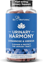 Eu Natural Urinary Harmony D-Mannose Supplement - Urinary Tract Health for Women - Fast-Acting Urinary Cleanse & Flush with Clinical-Strength D-Mannose & Hibiscus - 60 Capsules