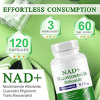 A r b c r n 120 Capsules NAD+ Supplement,NAD Nicotinamide Riboside Resveratrol 910mg for Men and Women, NR Supplement for Energy Anti-Aging Focus