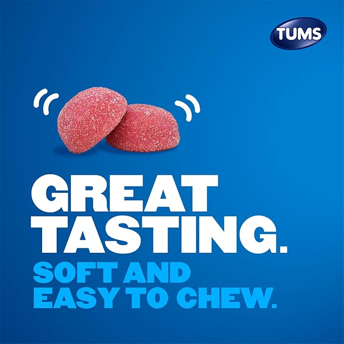 TUMS Gummy Bites Dietary Supplement for Occasional Heartburn Relief, Upset Stomach and Acid Indigestion, Cherry Berry Burst - 108 Count