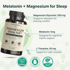 Magnesium Sleep Aid - Magnesium Glycinate Complex for Sleep with Melatonin Supplement - Glycinate 500mg, L-Theanine - 120 Capsules