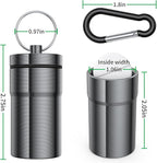 Portable Pill Case Keychain (2 Pack), Large Waterproof Aluminum Pill Container for Round Glucose Tablets & Critical Medicine, Small Pill Holder Travel Pill Box Bottle with Carabiners (Grey Blue)