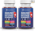 JB Wellness Co 8 in 1 Immune Defense Booster Supplement Gummies with Astragalus Root, Vitamin C and Zinc, Vitamin D3, Elderberry and Quercetin (2 Pack)