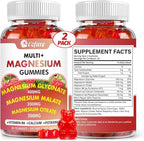 Triple Magnesium Complex 900 mg, Magnesium Glycinate, Citrate, Malate with Potassium, Calcium, Vitamin B6 for Calm & Sleep - Vegan, Non-GMO, Gluten Free - 120 Raspberry Gummies for Adults