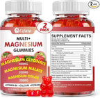 Triple Magnesium Complex 900 mg, Magnesium Glycinate, Citrate, Malate with Potassium, Calcium, Vitamin B6 for Calm & Sleep - Vegan, Non-GMO, Gluten Free - 120 Raspberry Gummies for Adults